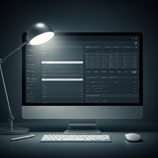 Panel web elegante mostrado en un monitor amplio con estructura modular.
